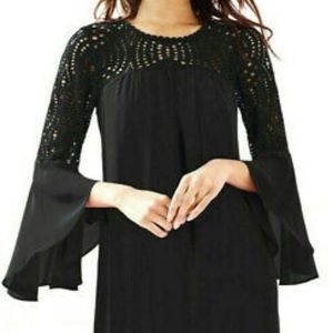 NWT Lilly Pilitzer Black Lace Bell Slv Amenna Dress Size 00